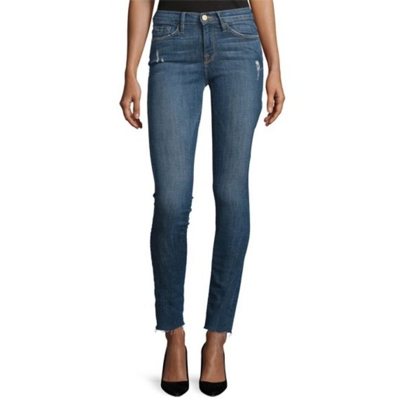 Frame Denim Womens Le Skinny de Jeanne Jeans Grand Street Distressed size 24 - Picture 1 of 13